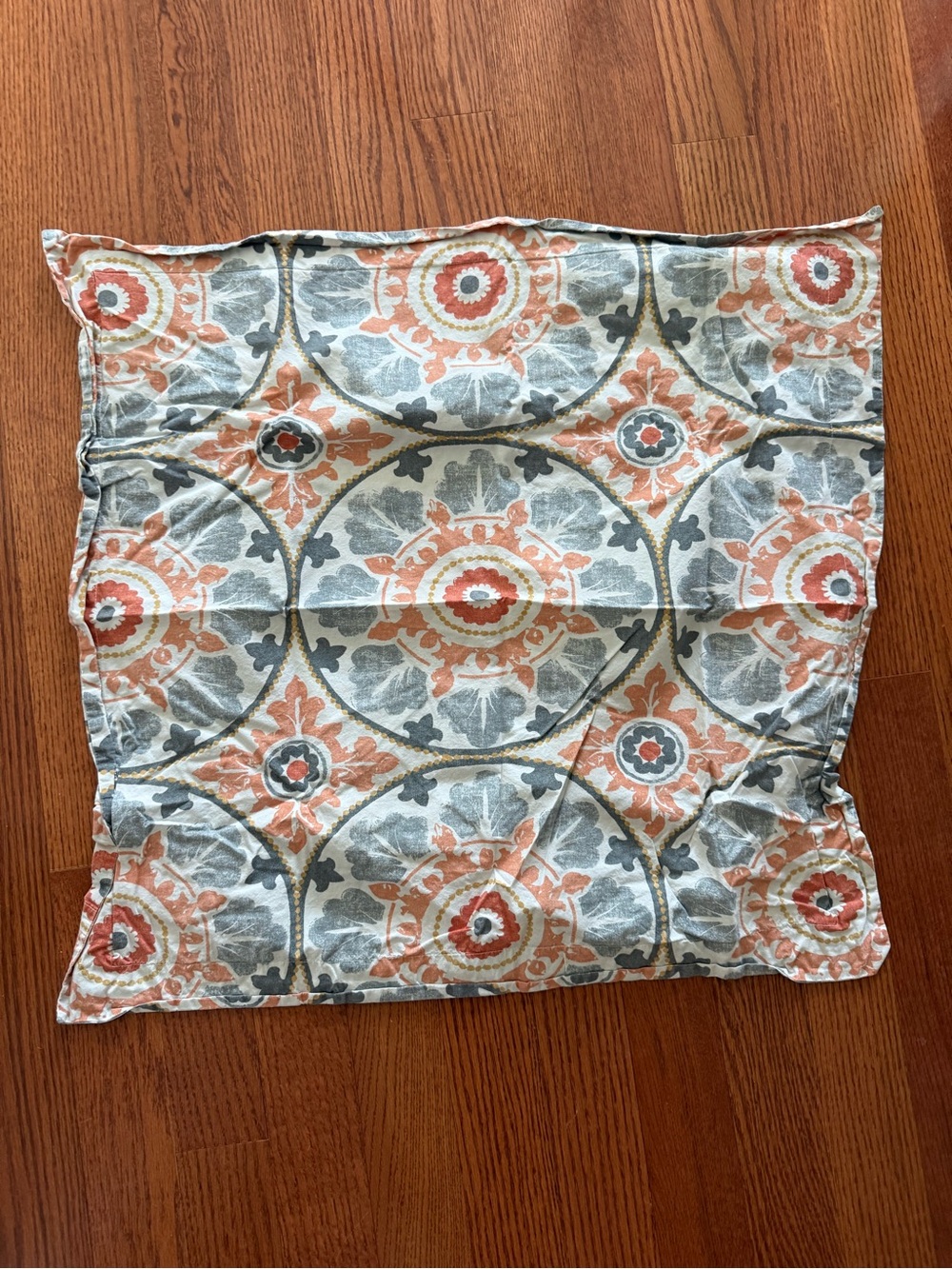 Pottery Barn Medallion Throw Euor Pillow Covers in Orange and Gray
